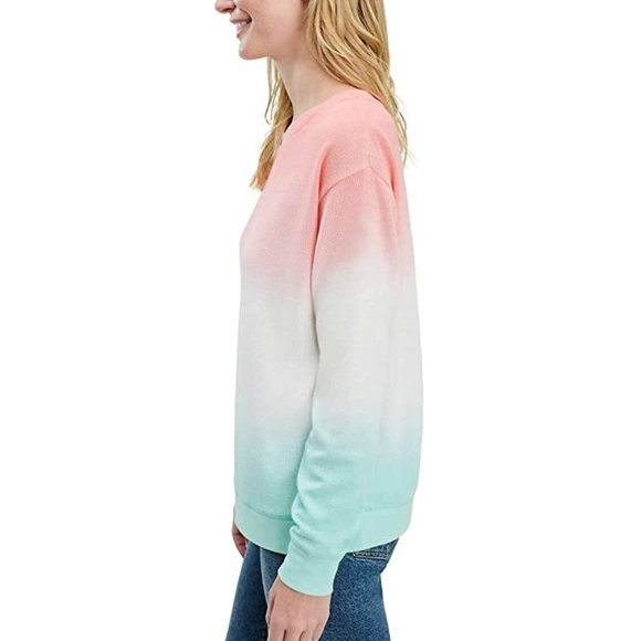 NWT Splendid Women's Thermal Tie Dye Waffle Knit Long Sleeve Top Sz XL $60 UU077 - Picture 2 of 3